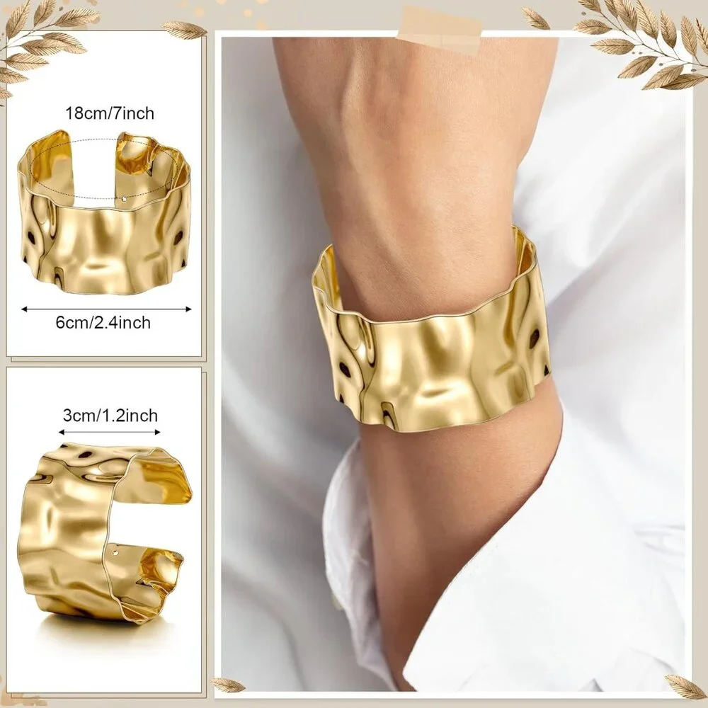 3 Pcs Jewelry Gifts Set Bracelets Earrings Ring Cuff Bangle for Women Wedding Bi_2
